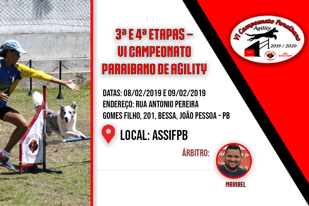 3ª e 4ª Etapas – VI Campeonato Paraibano de Agility – 08 e 09/02/2020